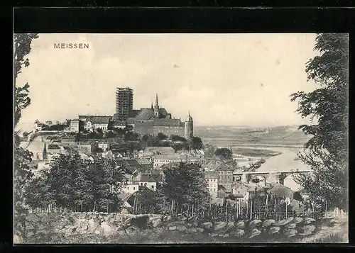 AK Meissen, Stadtansicht mit Albrechtsburg