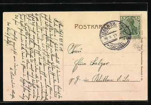 AK Ebersbach i. Sa., Ortsansicht aus der Vogelschau