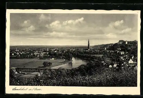 AK Landshut a. Isar, Totalansicht aus der Vogelschau
