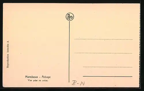 AK Maredsous, Abbaye-Vue prise en avion