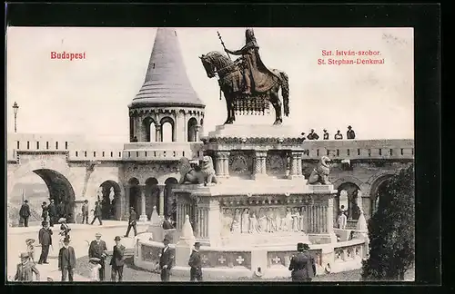 AK Budapest, St. Stephan-Denkmal