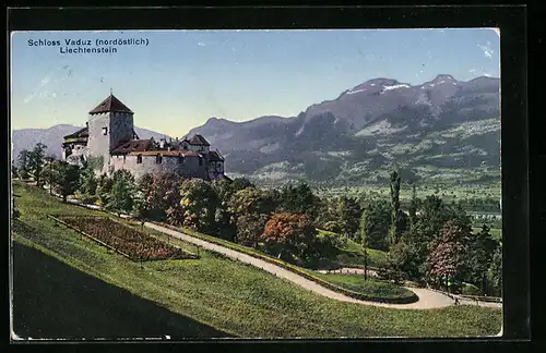 AK Vaduz, Totalansicht mit Blick zum Schloss
