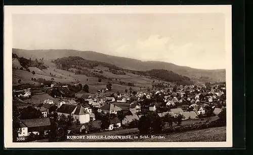 AK Nieder-Lindewiese, Totalansicht mit Kirche