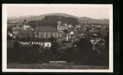 AK Schluckenau, Ortsansicht aus der Vogelschau