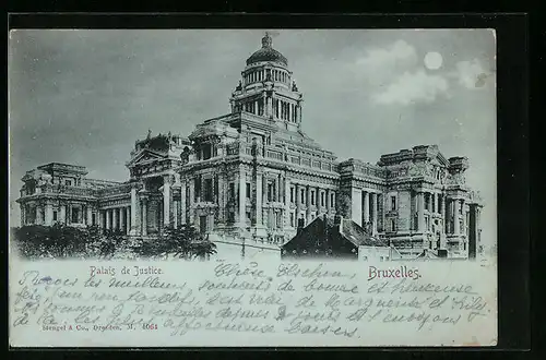 Mondschein-AK Brüssel / Bruxelles, Palais de Justice