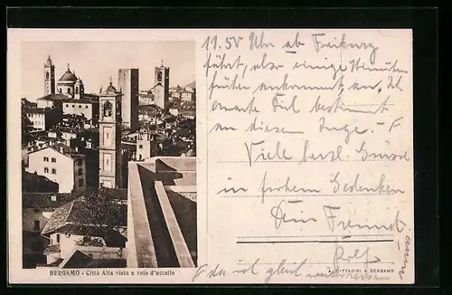 AK Bergamo, Città Alta vista a volo d`uccello