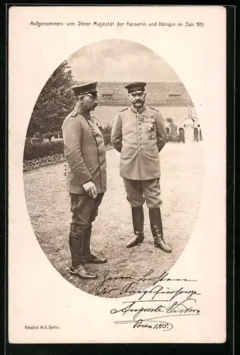 AK Kaiser Wilhelm II. aufgenommen von Ihrer Majestät der Kaiserin und Königin im Juli 1915