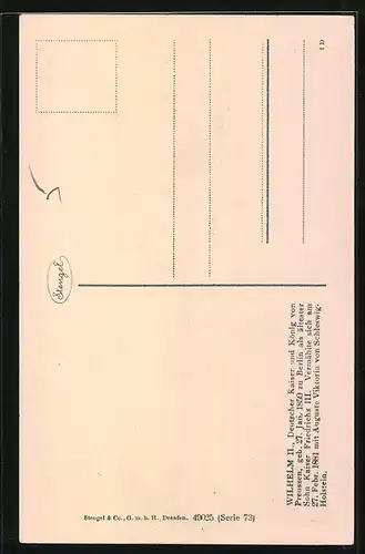 Künstler-AK Porträt von Kaiser Wilhelm II.