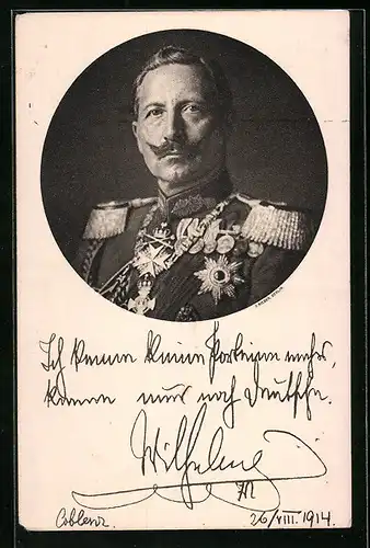 AK Kaiser Wilhelm II. in Uniform mit Orden