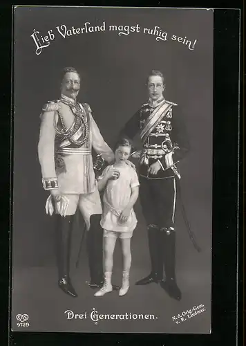 AK Kaiser Wilhelm II. mit seinen Nachkommen, Drei Generationen