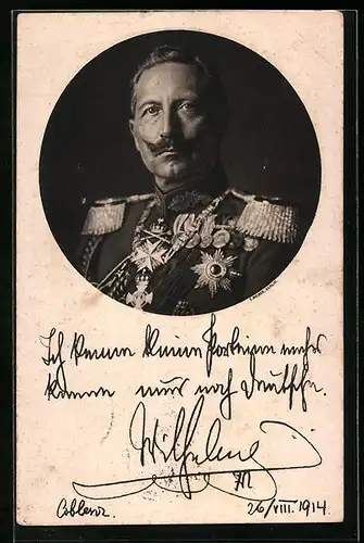 AK Porträt von Kaiser Wilhelm II. in Uniform mit Orden