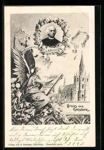 AK Konstanz, Kirche, Dr. G. Brugier, 50 jähr. Priesterjubiläum 1902