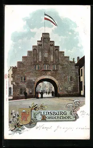 Lithographie Flensburg, Blick auf das Norderthor