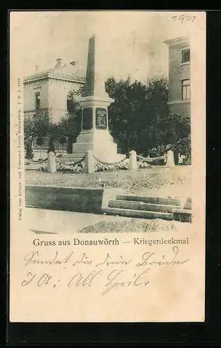 AK Donauwörth, Blick auf Kriegerdenkmal