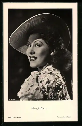 AK Schauspielerin Margit Symo mit Hut