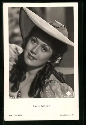 AK Schauspielerin Herta Mayen mit Hut