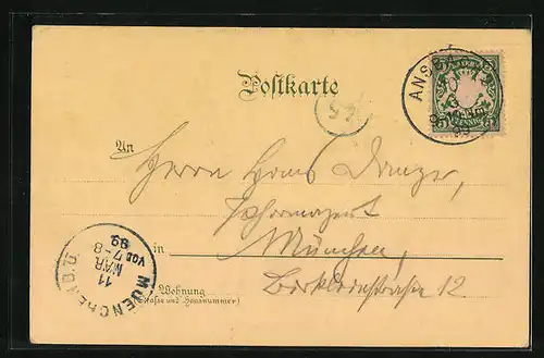 Mondschein-Lithographie Ansbach, Oberer Markt und St. Gumbertuskirche