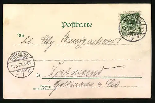 Lithographie Berlin-Tiergarten, Ortspartie, Siegessäule