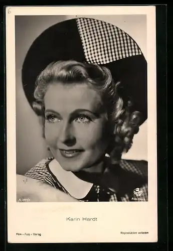 AK Schauspielerin Karin Hardt mit Hut