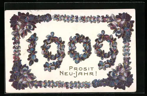 AK Jahreszahl 1909 mit Blüten
