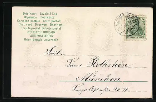 AK Jahreszahl 1903, Blüten und Kleeblätter