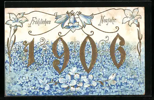 AK Jahreszahl 1906 mit Blütenwiese