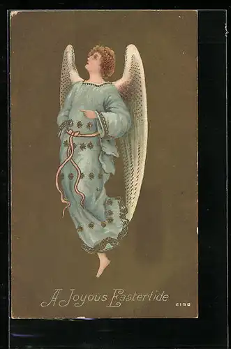 AK Osterengel im blauen Gewand