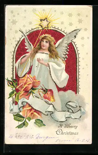AK Weihnachtsengel mit Stern, Weihnachtsgruss