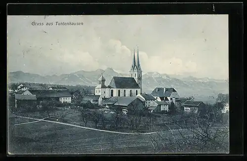AK Tuntenhausen, Ortsansicht mit Kirche