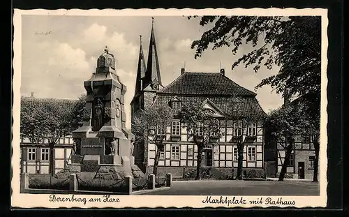 AK Derenburg /Harz, Marktplatz mit Rathaus