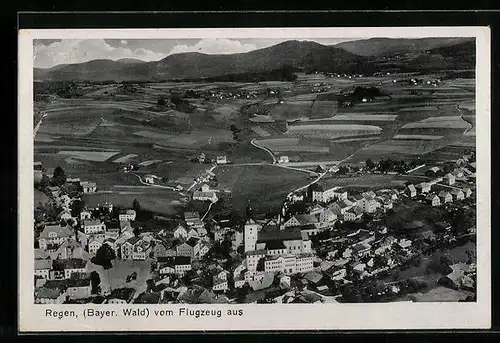 AK Regen i. Bayer. Wald, Fliegeraufnahme des Ortes
