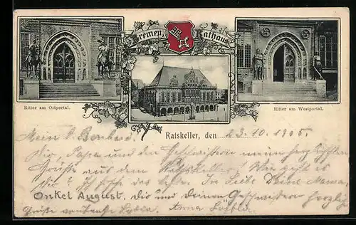 AK Bremen, Rathaus, Ritter am Westportal