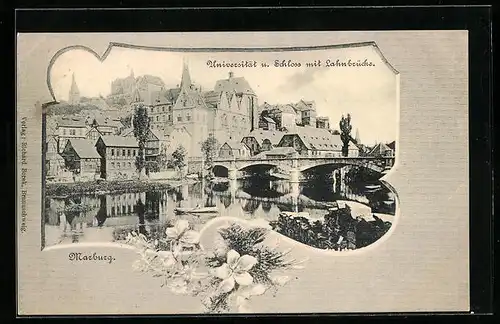AK Marburg, Universität und Schloss mit Lahnbrücke