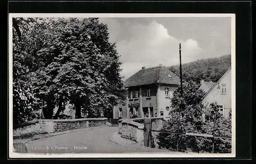 AK Lorsbach i. Taunus, Ortsansicht mit Brücke