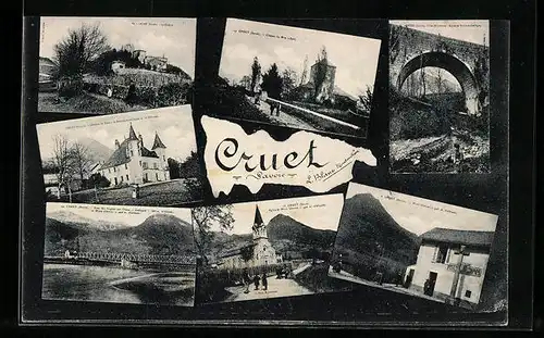 AK Cruet, Château La Rive, Eglise et Mont Charvet