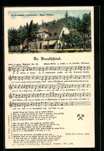 Lied-AK Anton Günther Nr. 25: Lieder u. Gedichte in erzgeb. Mundart, Da Draakschänk