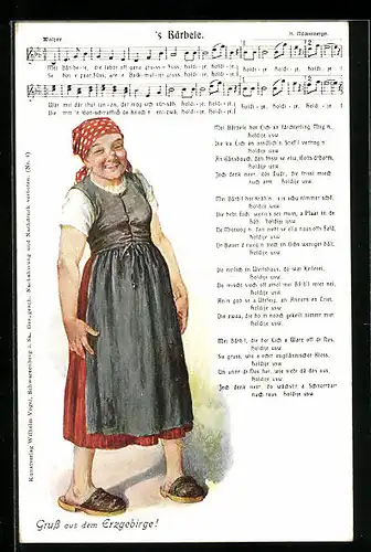 Lied-AK Hilmar Mückenberger: Erzgeb. Lied,  `s Bärbele