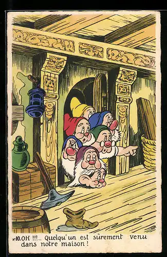AK Disney`s Sieben Zwerge gucken durch die Tür, Comic