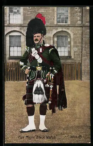 AK Pipe Major Black Watch, schottischer Soldat mit Dudelsack