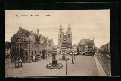 AK Wittenberg / Halle, Markt mit Rathaus