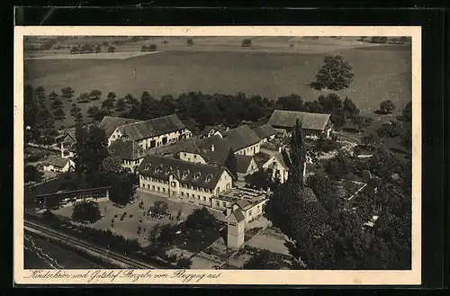 AK Storzeln, Kinderheim und Gutshof Storzeln, Flugzeugaufnahme