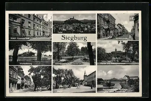 AK Siegburg, Städt. Krankenhaus, Kaiserstrasse, Rasthaus Zur alten Poststrasse