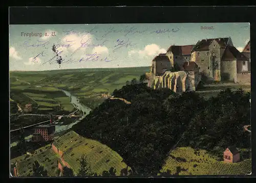AK Freyburg a. U., Gesamtansicht mit Schloss