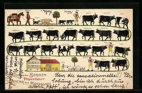 AK Heimkehr der Kühe von der Alm