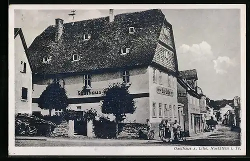 AK Nastätten /Ts., Gasthaus zur Lilie mit Strasse