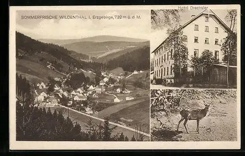 AK Wildenthal /Erzgeb., Gesamtansicht aus der Vogelschau, Hotel Drechsler