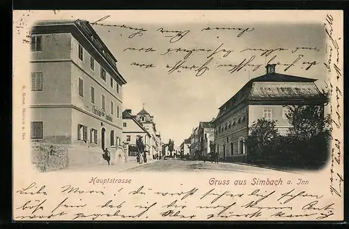 AK Simbach /Inn, Partie in der Hauptstrasse mit Christinscher Apotheke