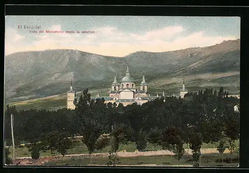 AK El Escorial, Vista del Monasterio desde la estacion