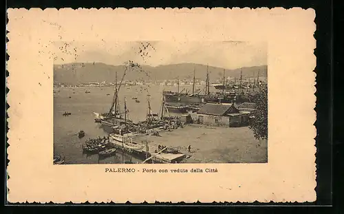 AK Palermo, Porto oon veduta della Citta