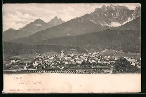 AK Innichen, Generalansicht der Stadt, Blick gegen die Berge